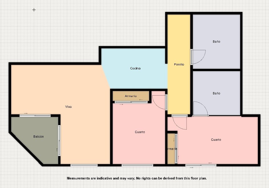 Plattegrond Aldea del Sol 3G Lo Pag&aacute;n - 2 slaapkamers, 2 badkamers, balkon