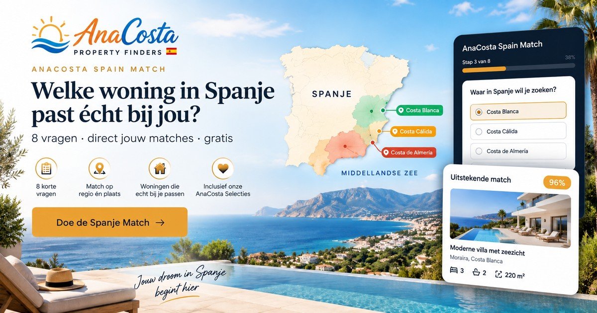 AnaCosta Spain Match: in 8 vragen van woonwensen naar passende woningen in Spanje