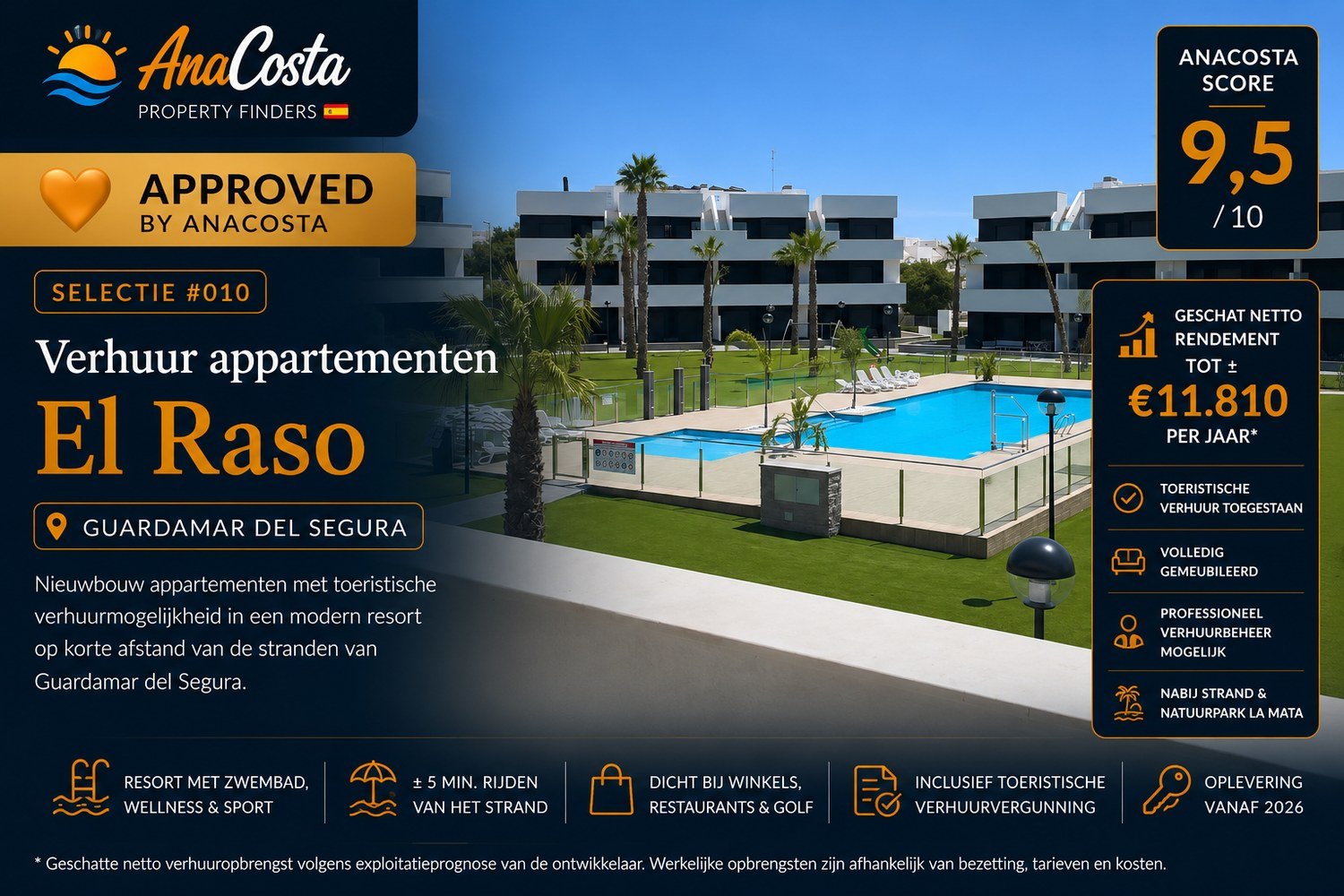 Verhuur Appartementen El Raso Guardamar del Segura - Approved by AnaCosta - Score 9,5