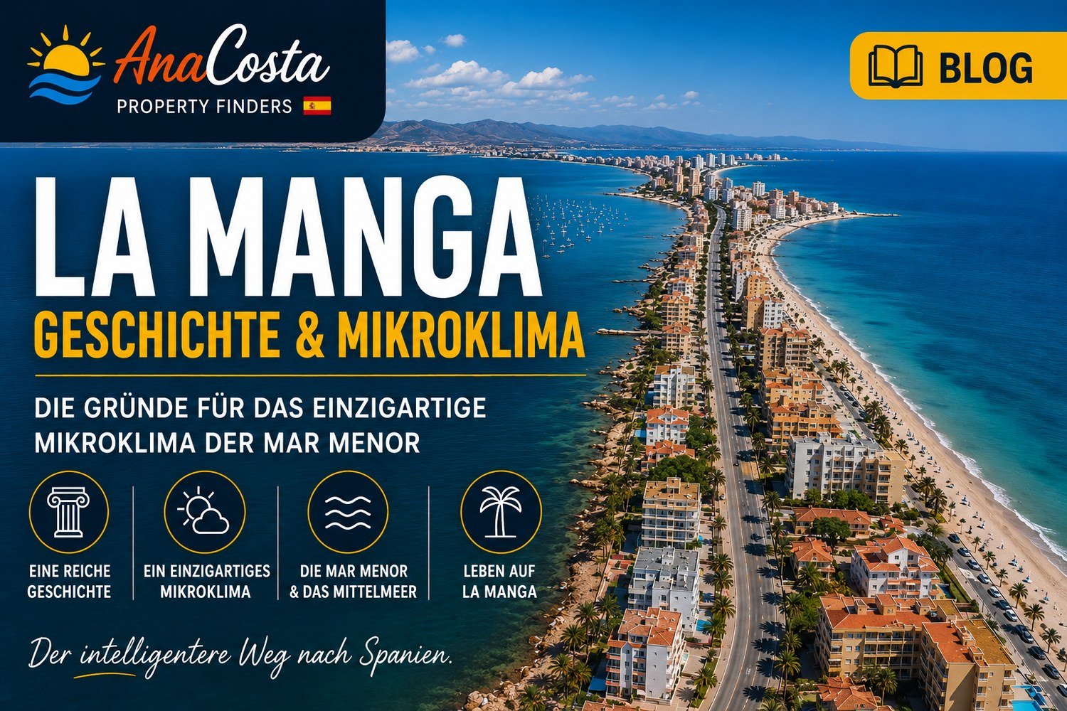 La Manga del Mar Menor bei Sonnenuntergang, der langgezogene Sandstreifen zwischen zwei Meeren