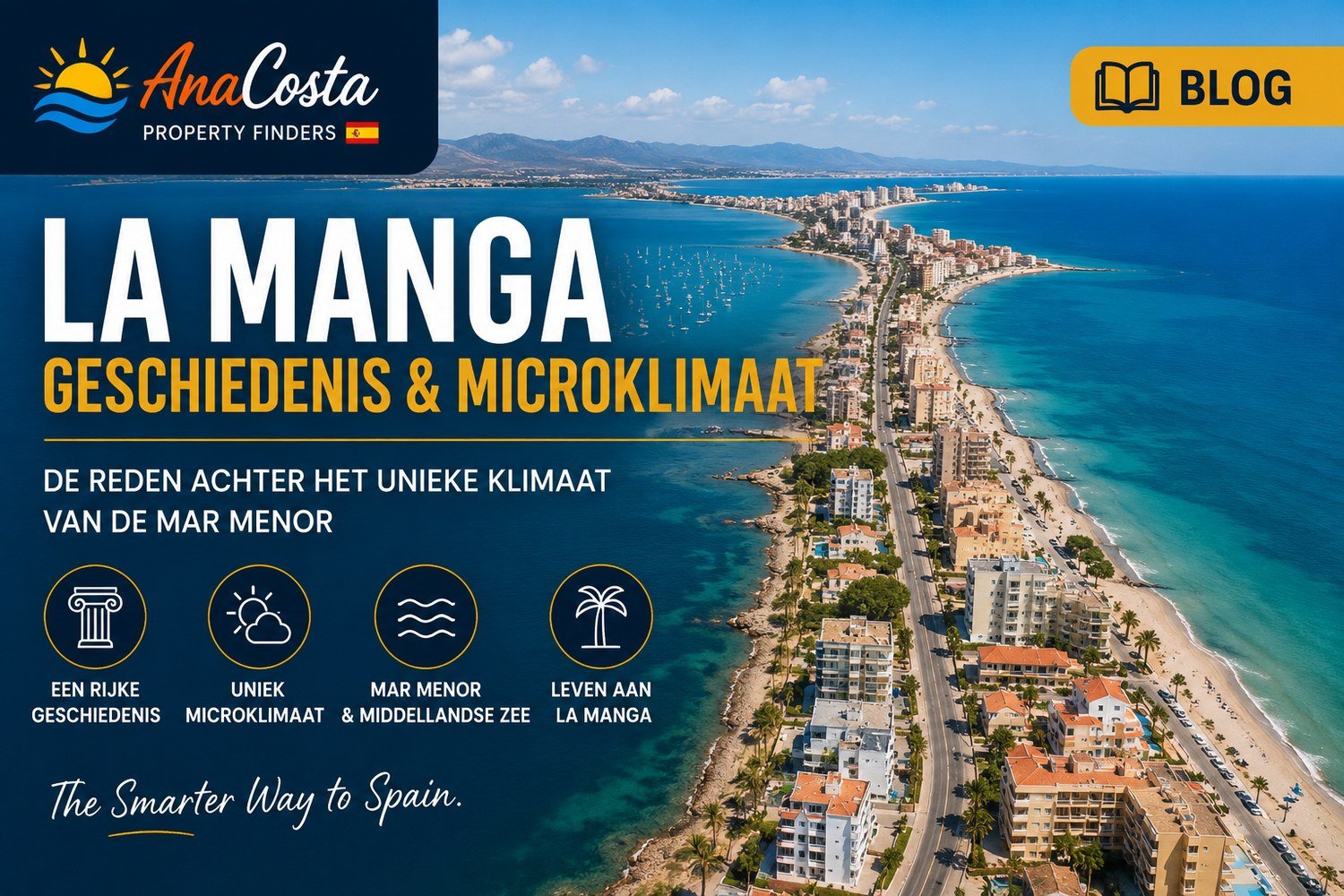 La Manga del Mar Menor bij zonsondergang, de langgerekte zandlandstrook tussen twee zeeën