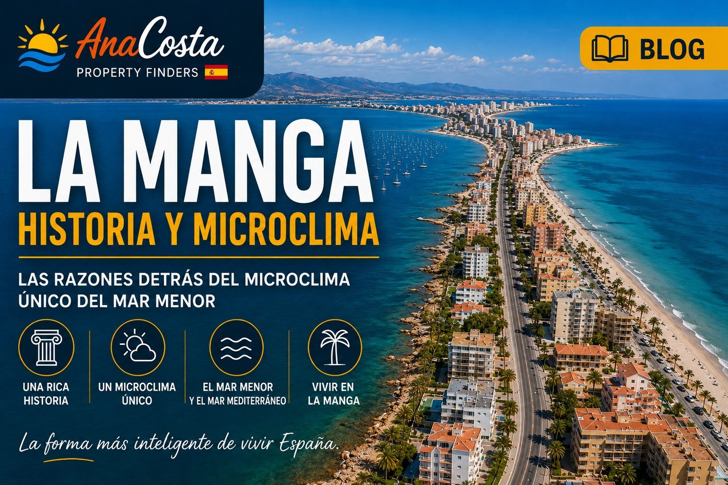 La Manga del Mar Menor al atardecer, la franja de arena alargada entre dos mares
