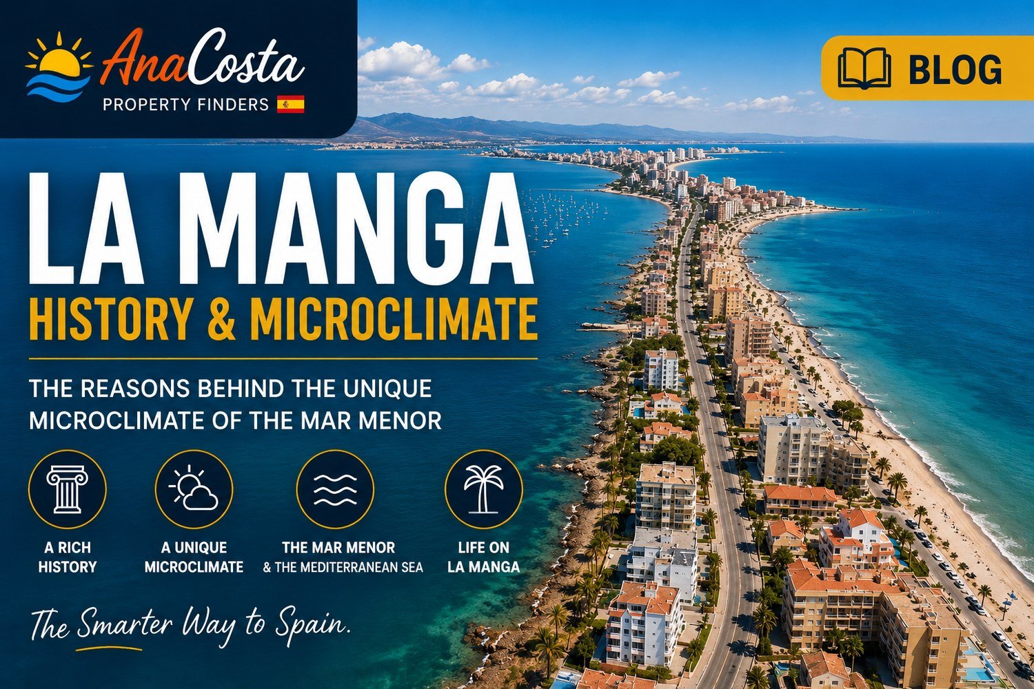 La Manga del Mar Menor at sunset, the elongated sandbar between two seas