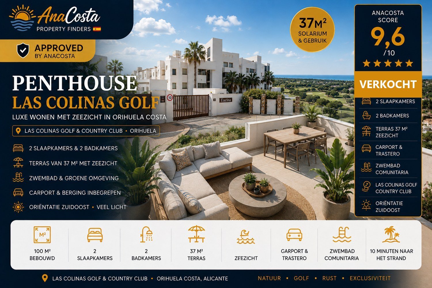 Penthouse Las Colinas Golf Orihuela Costa - Approved by AnaCosta - Score 9,6 - Selectie #014 (verkocht)