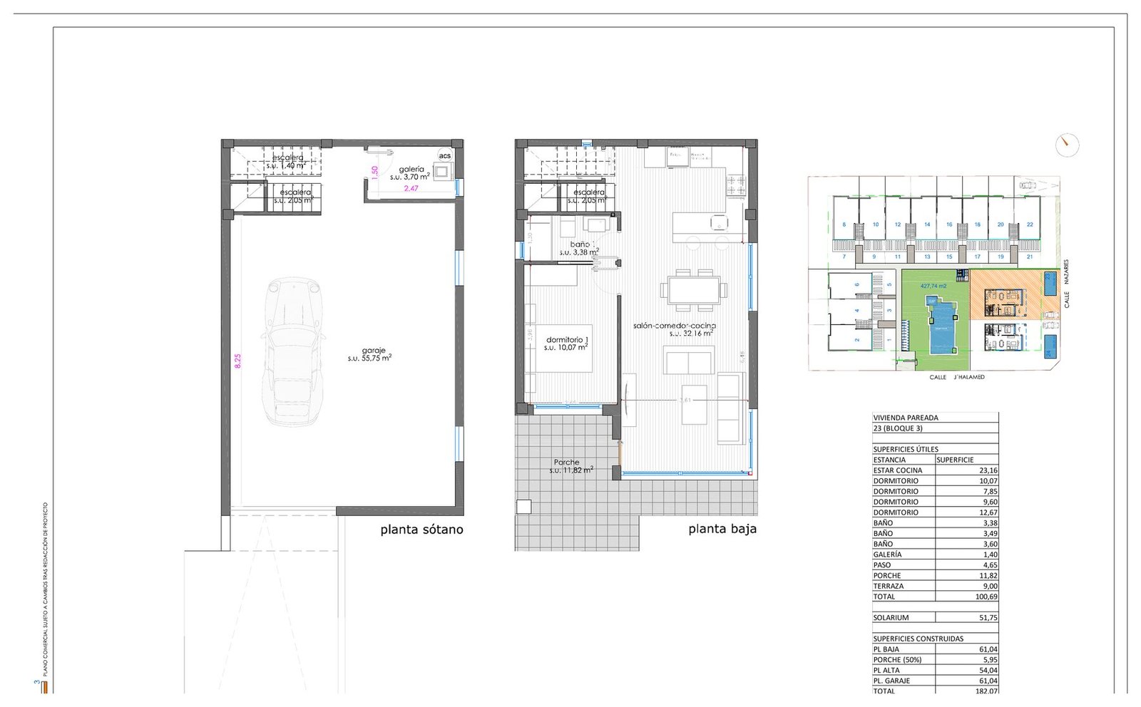 Plattegrond souterrain met garage en begane grond - Beach Villa Punta Prima