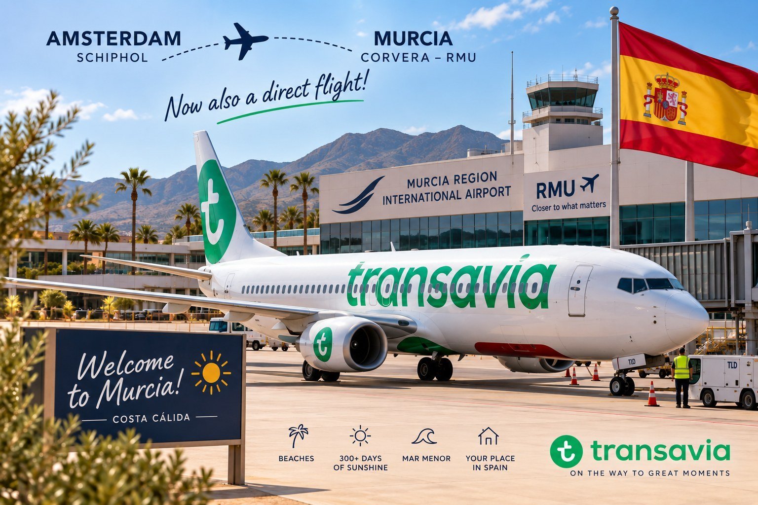 Transavia aircraft at Regi&oacute;n de Murcia airport near Corvera (RMU)