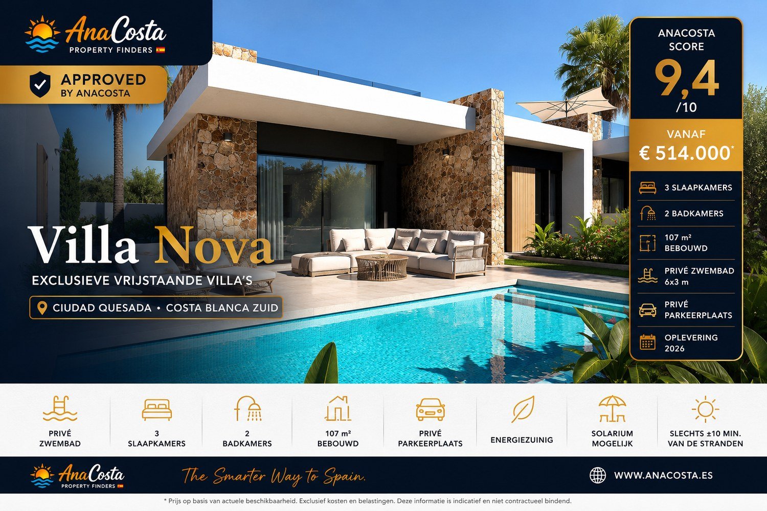 Villa Nova Ciudad Quesada - vrijstaande nieuwbouwvilla - Approved by AnaCosta - Score 9,4
